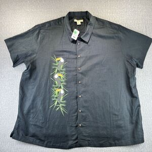 Hawaiian Birds Linen Blend New With Tags Men shirt (3XL) island passport‎ Button